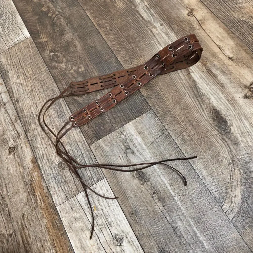 Y2k Brown Lether Belt Tie Western Boho Festival American Eagle Costal Cowgirl